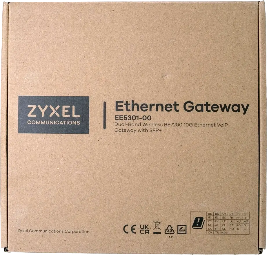 Verpackung für den Zyxel EE5301-Router.